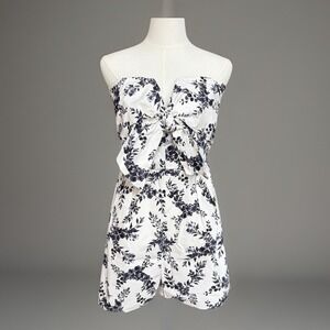 Strapless Floral Romper S The Hamptons Navy White Summer Party One Piece Short